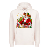 Pale Pink Feliz Navidad Santa With Cactus Premium Hoodie - BundleAndBundleShop