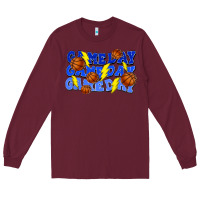 Burgundy Game day game day game day lightning bolt Long Sleeve Tee - HowdyJamesFarm