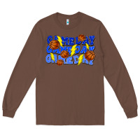 Chestnut Game day game day game day lightning bolt Long Sleeve Tee - HowdyJamesFarm