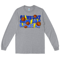 Heather Grey Game day game day game day lightning bolt Long Sleeve Tee - HowdyJamesFarm