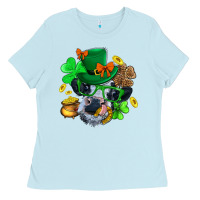 Baby Blue St. Patrick Cow Clover Ladies Tee - BundleAndBundleShop