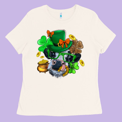 St. Patrick Cow Clover Ladies Tee Designed By Bundleandbundleshop