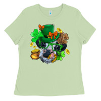 Matcha St. Patrick Cow Clover Ladies Tee - BundleAndBundleShop