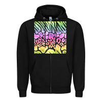 Black neon rainbow safari seamless pattern Zipper Hoodie - BundleAndBundleShop