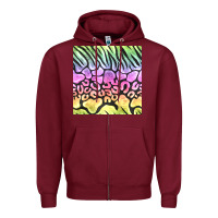 Burgundy neon rainbow safari seamless pattern Zipper Hoodie - BundleAndBundleShop