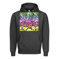 Charcoal Heather neon rainbow safari seamless pattern Zipper Hoodie - BundleAndBundleShop