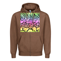 Chestnut neon rainbow safari seamless pattern Zipper Hoodie - BundleAndBundleShop