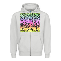 Dove Grey neon rainbow safari seamless pattern Zipper Hoodie - BundleAndBundleShop