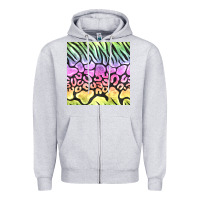 Heather Grey neon rainbow safari seamless pattern Zipper Hoodie - BundleAndBundleShop