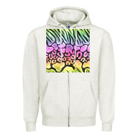 Oatmeal Heather neon rainbow safari seamless pattern Zipper Hoodie - BundleAndBundleShop