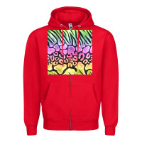 Red neon rainbow safari seamless pattern Zipper Hoodie - BundleAndBundleShop