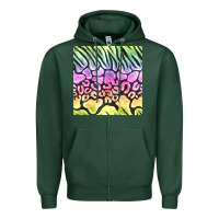 Sports Green neon rainbow safari seamless pattern Zipper Hoodie - BundleAndBundleShop