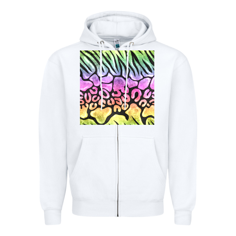 Neon Rainbow Safari Seamless Pattern Zipper Hoodie by BundleAndBundleShop | Teevron