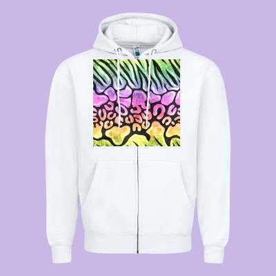 Neon Rainbow Safari Seamless Pattern Zipper Hoodie Designed By Bundleandbundleshop