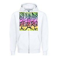 White neon rainbow safari seamless pattern Zipper Hoodie - BundleAndBundleShop