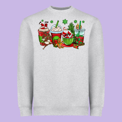 Christmas Santa Claus Coffee Cups Heavyweight Sweatshirt Designed By Oliviacreatesart