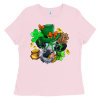 Bubblegum Pink St. Patrick Cow Clover Ladies Tee - BundleAndBundleShop