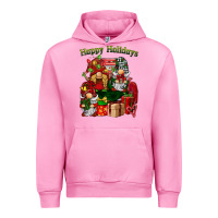 Fuchsia Pink happy holidays gnomes truck Urban Hoodie - BarkalooDesign
