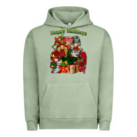 Pigment Oil Green happy holidays gnomes truck Urban Hoodie - BarkalooDesign