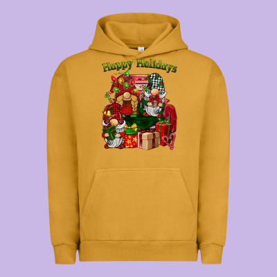 Happy Holidays Gnomes Truck Urban Hoodie Designed By Barkaloodesign