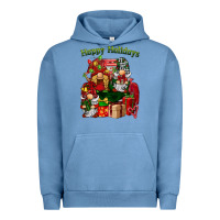 Pigment Pebble Blue happy holidays gnomes truck Urban Hoodie - BarkalooDesign