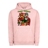 Pigment Salmon happy holidays gnomes truck Urban Hoodie - BarkalooDesign
