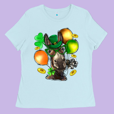 St. Patricks Clovers With Donkey Ladies Tee Designed By Bundleandbundleshop