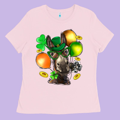 St. Patricks Clovers With Donkey Ladies Tee Designed By Bundleandbundleshop
