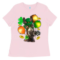Bubblegum Pink St. Patricks Clovers With Donkey Ladies Tee - BundleAndBundleShop