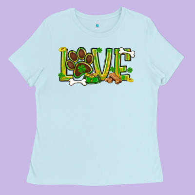 St. Patrick's Day Love Dog Paw Ladies Tee Designed By Bundleandbundleshop