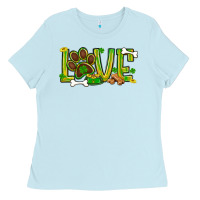 Baby Blue St. Patrick's Day love dog paw Ladies Tee - BundleAndBundleShop