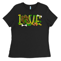 Black St. Patrick's Day love dog paw Ladies Tee - BundleAndBundleShop