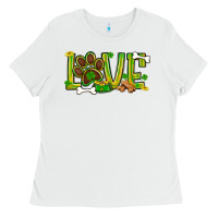 White St. Patrick's Day love dog paw Ladies Tee - BundleAndBundleShop