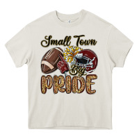 Cream small town big pride maroon yellow Heavy Core Tee - MaliasSmallBusiness