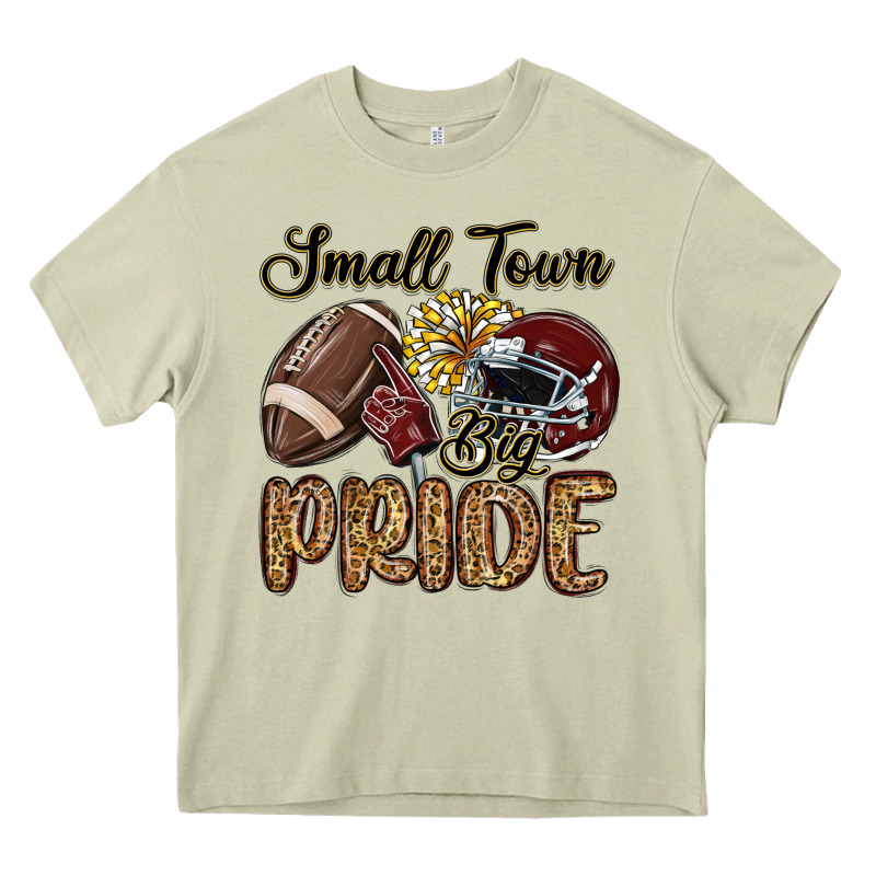 Small Town Big Pride Maroon Yellow Heavy Core Tee by MaliasSmallBusiness | Teevron