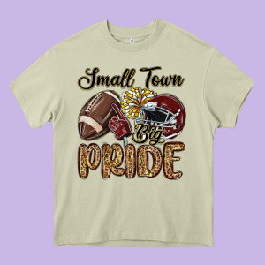 Small Town Big Pride Maroon Yellow Heavy Core Tee Designed By Maliassmallbusiness