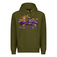 Army Green mardi gras skull truck Premium Hoodie - FaDigitalArtStudio