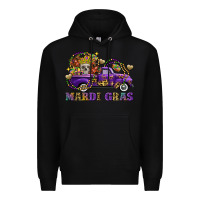 Black mardi gras skull truck Premium Hoodie - FaDigitalArtStudio