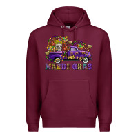 Burgundy mardi gras skull truck Premium Hoodie - FaDigitalArtStudio