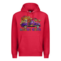 Cardinal mardi gras skull truck Premium Hoodie - FaDigitalArtStudio