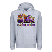 Heather Grey mardi gras skull truck Premium Hoodie - FaDigitalArtStudio