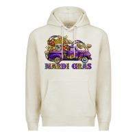 Oatmeal Heather mardi gras skull truck Premium Hoodie - FaDigitalArtStudio