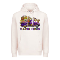 Pale Pink mardi gras skull truck Premium Hoodie - FaDigitalArtStudio