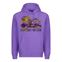 Purple mardi gras skull truck Premium Hoodie - FaDigitalArtStudio