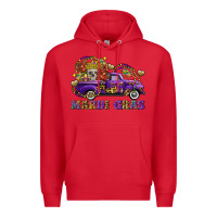 Red mardi gras skull truck Premium Hoodie - FaDigitalArtStudio