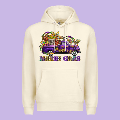 Mardi Gras Skull Truck Premium Hoodie Designed By Fadigitalartstudio