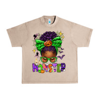 French Oak Halloween Afro Messy Bun Momster Urban Heavy Tee - texasbilliewilder