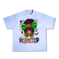 Grape Ice Halloween Afro Messy Bun Momster Urban Heavy Tee - texasbilliewilder