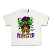 Pistachio Halloween Afro Messy Bun Momster Urban Heavy Tee - texasbilliewilder
