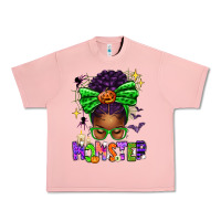 Salmon Halloween Afro Messy Bun Momster Urban Heavy Tee - texasbilliewilder